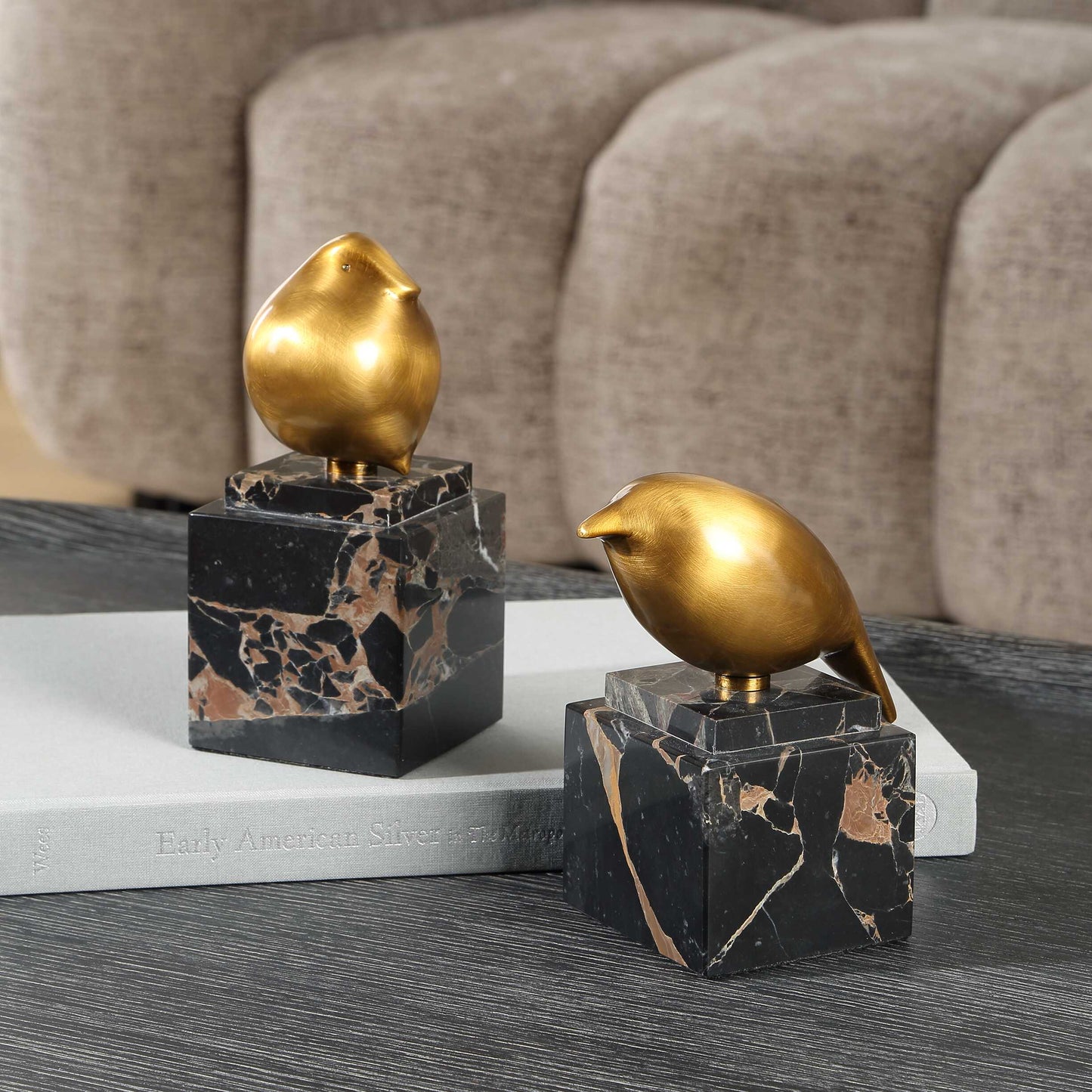 Golden Finch Bird Figurines Set/2