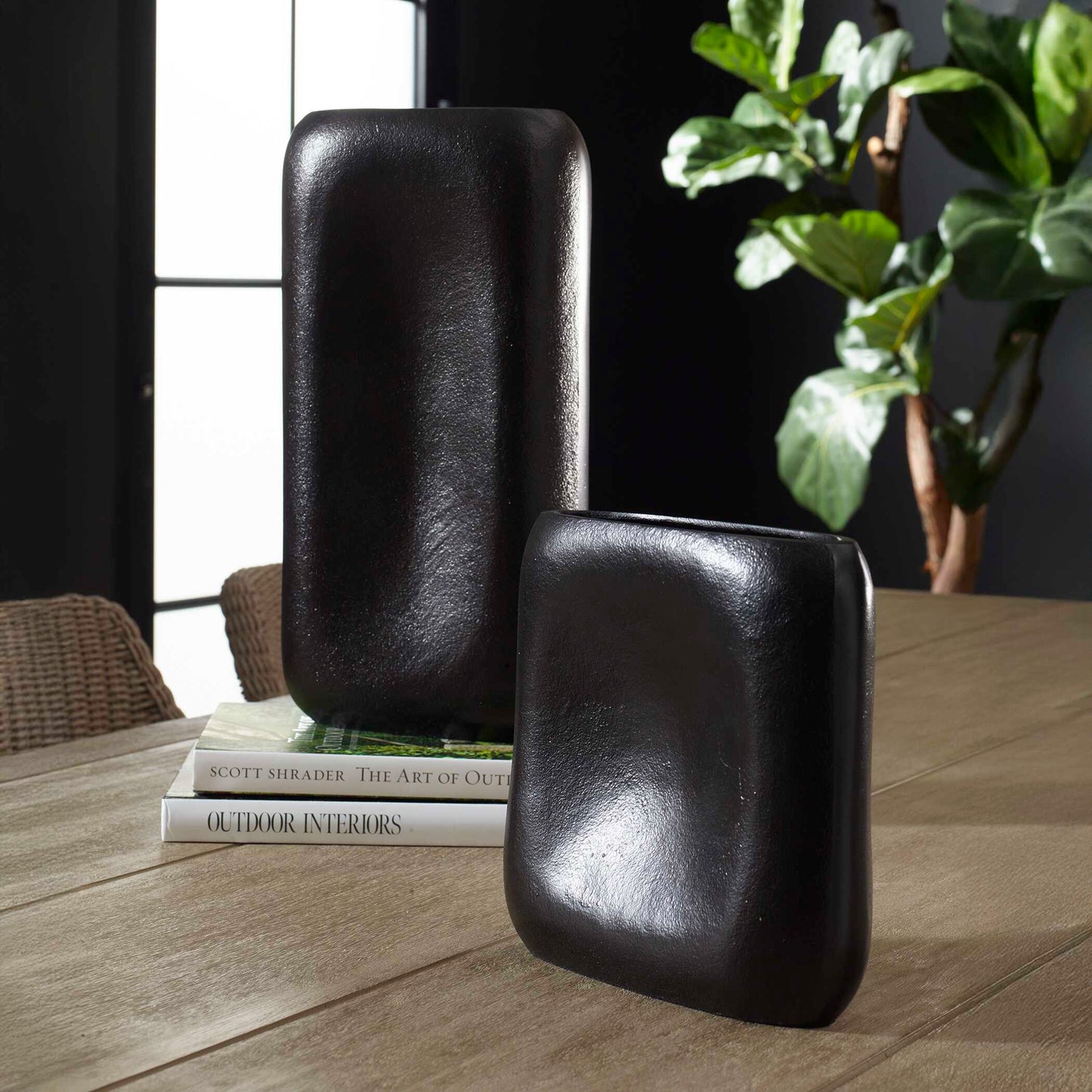 Anodic Dark Brown Vases Set/2