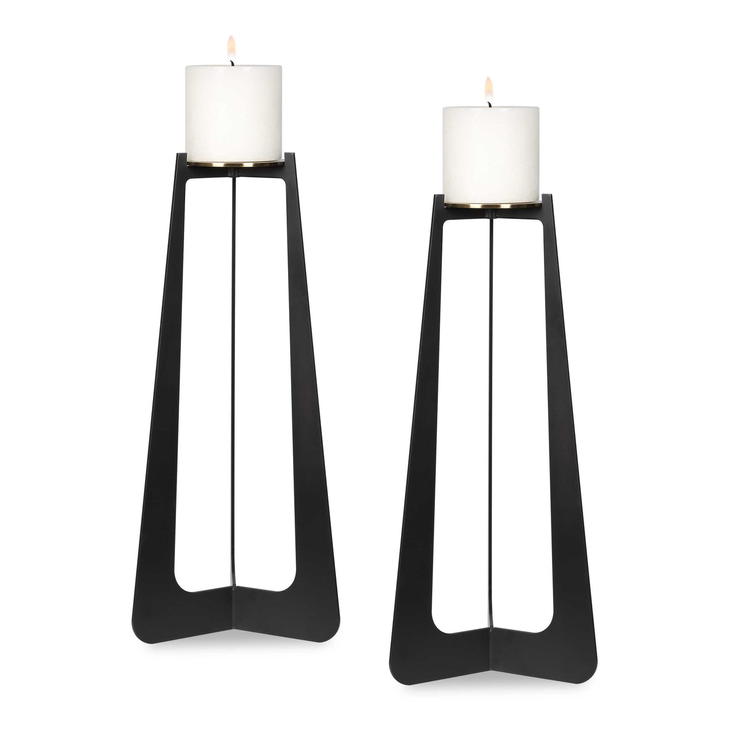 Columnar Black Candleholders Set/2