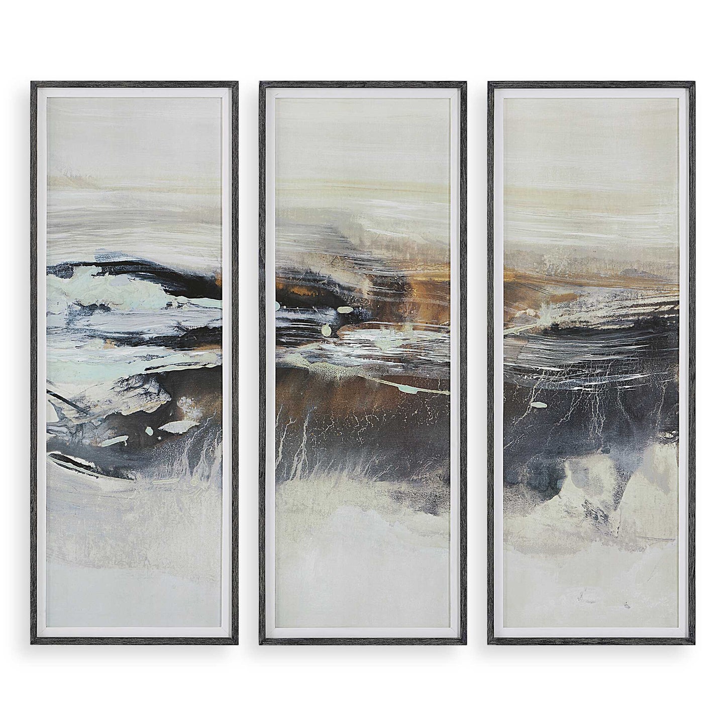 Graphite Horizon Framed Prints Set/3