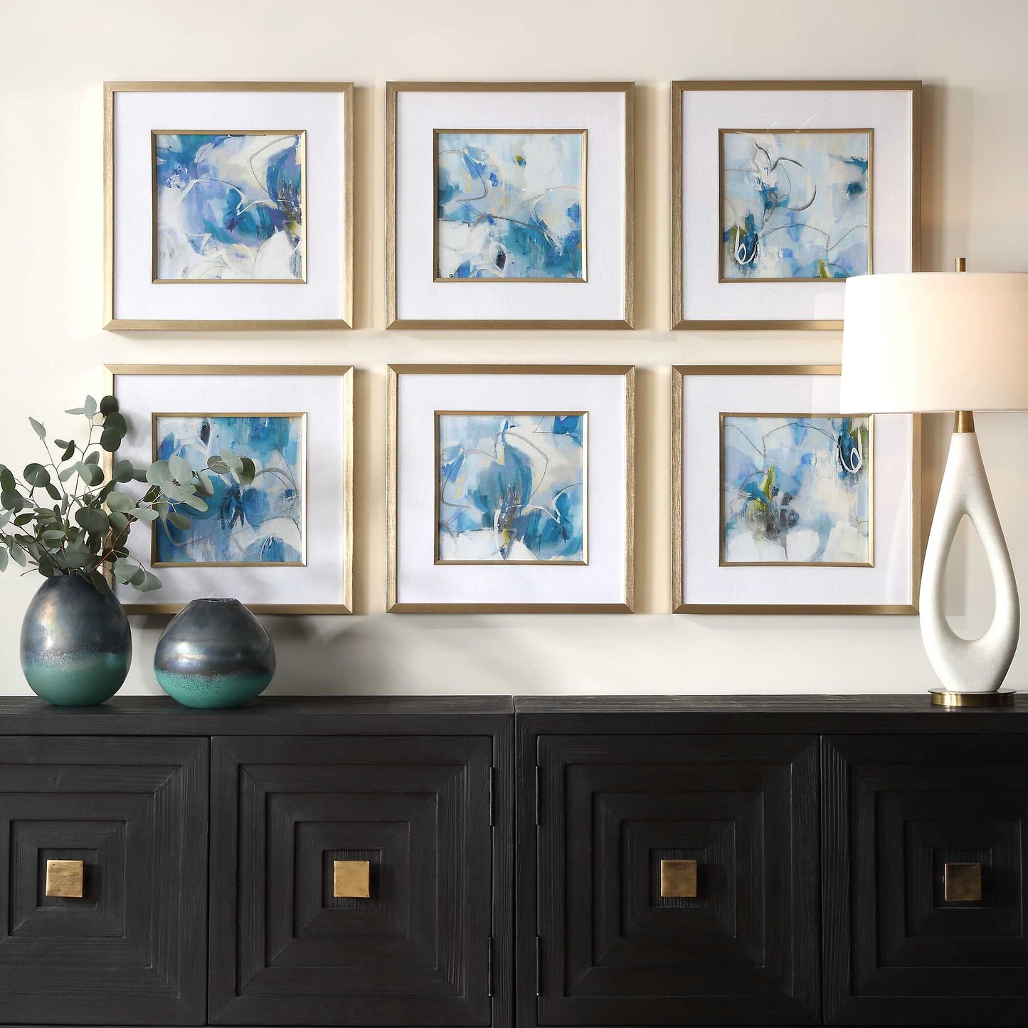 Fresh Start Blue Abstract Prints Set/6