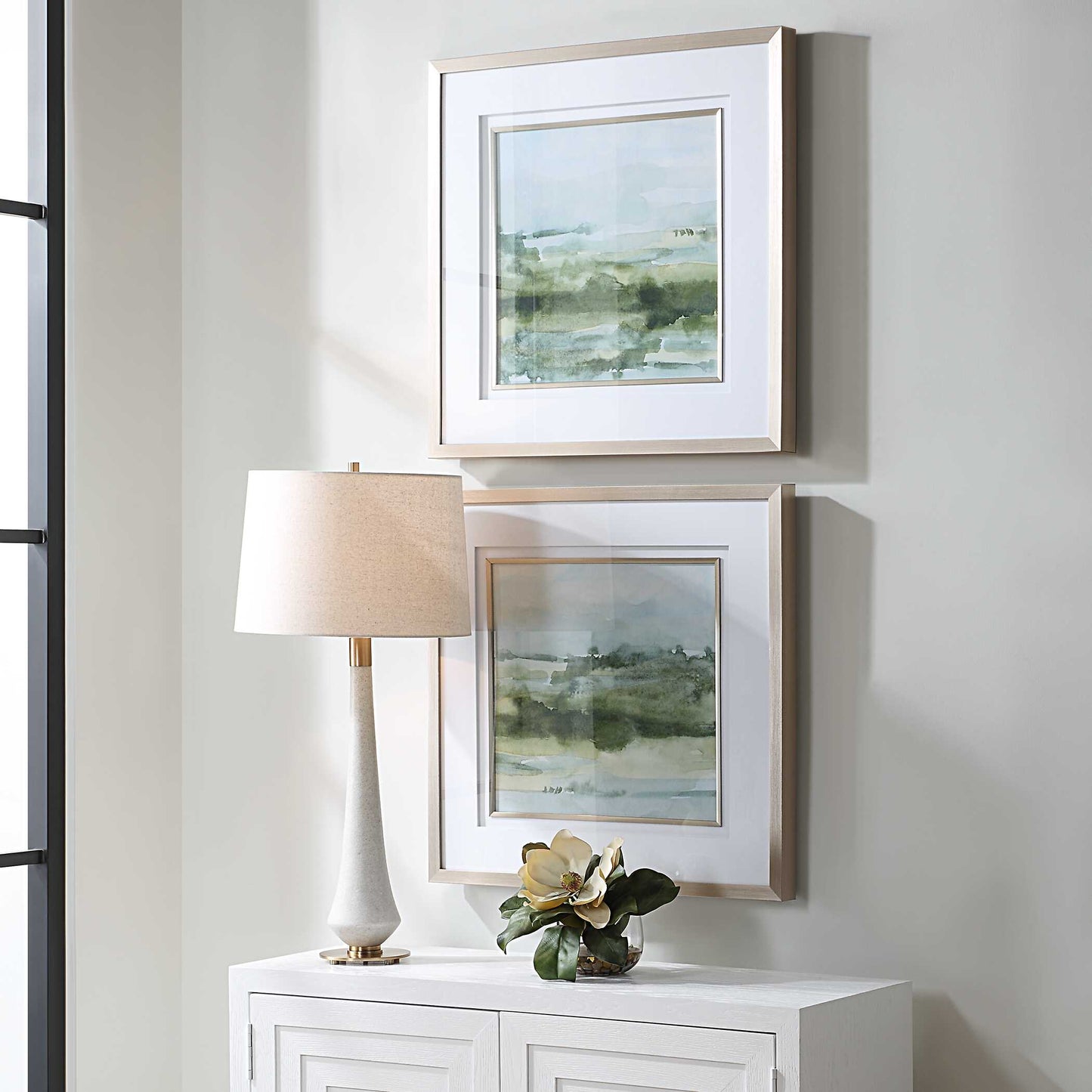 Soft Sage Abstract Landscape Prints Set/2