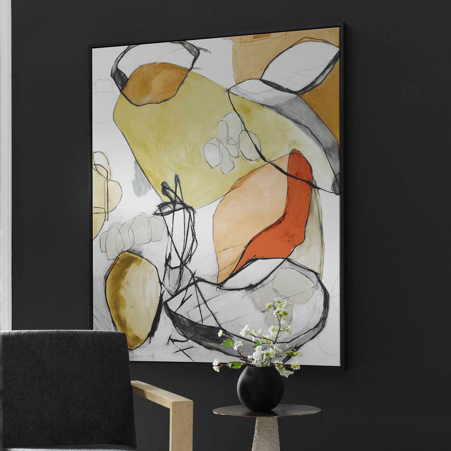Charcoal Improvision Framed Abstract Art