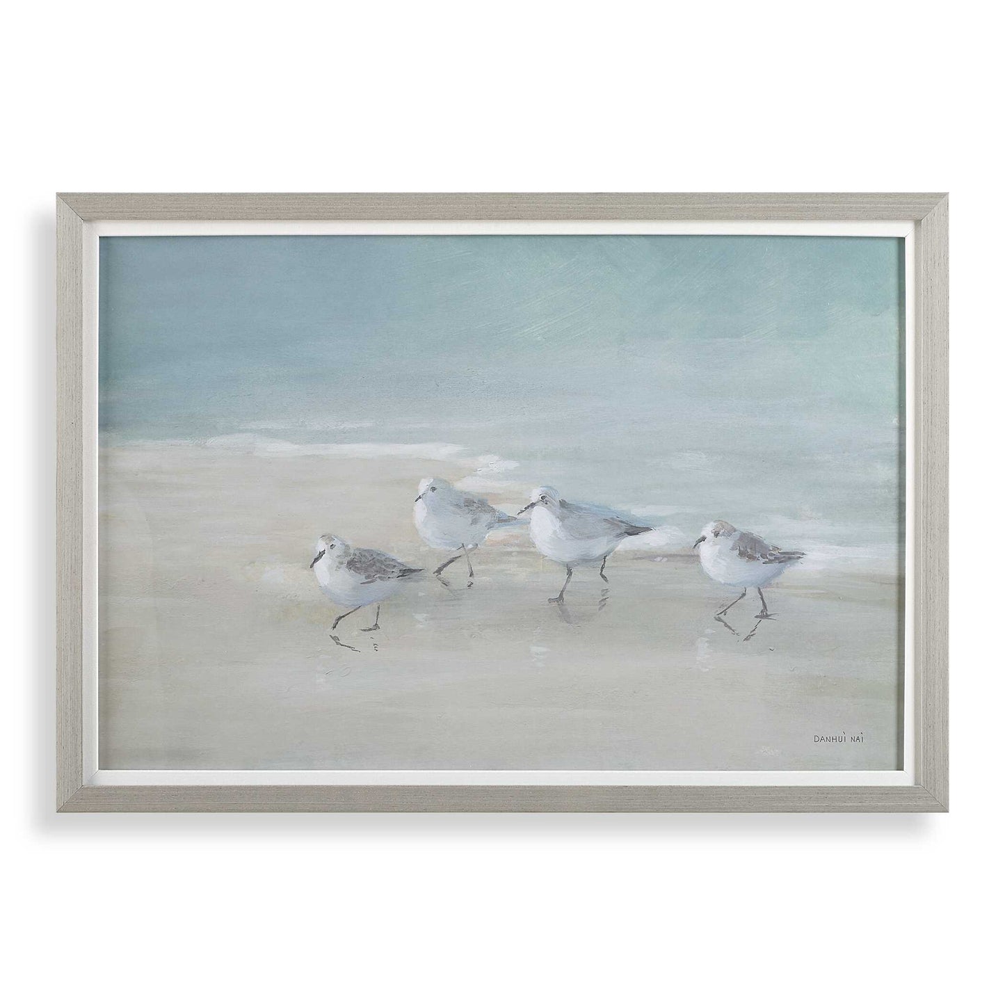 Tranquil Shorebirds On The Sand Framed Print