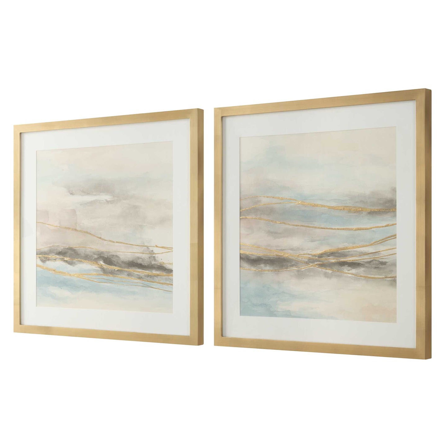 So Golden Abstract Landscape Prints Set/2