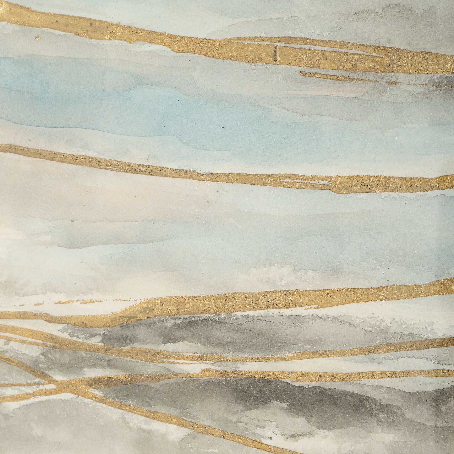 So Golden Abstract Landscape Prints Set/2