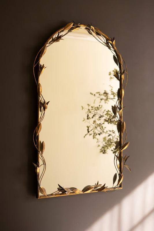 Arched Gold Mirror w/ Leaves