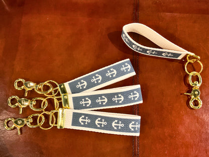 Navy Anchors Keychain