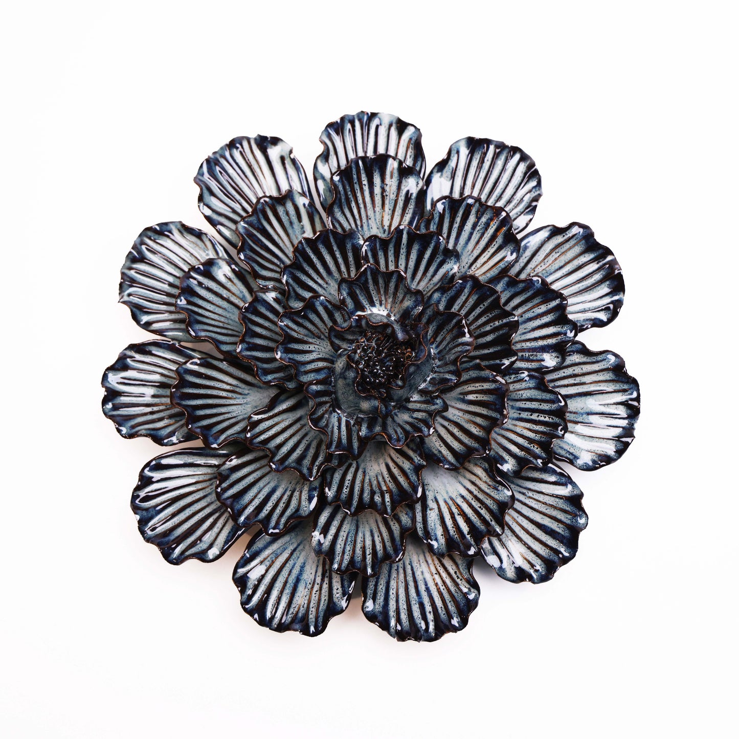 Blue Dinnerplate Dahlia Ceramic Wall Flower