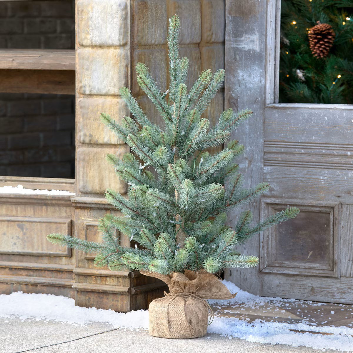 36" Faux Blue Spruce Christmas Tree with Lights