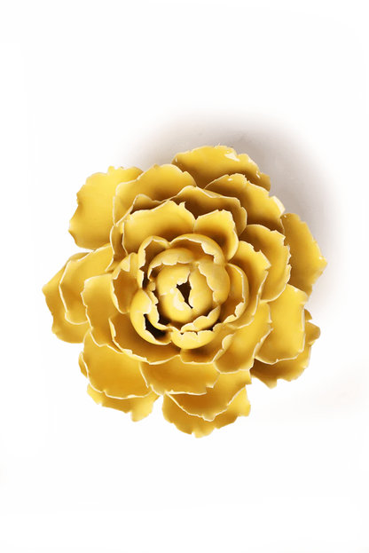 Buttercup Yellow Peony Ceramic Wall Flower
