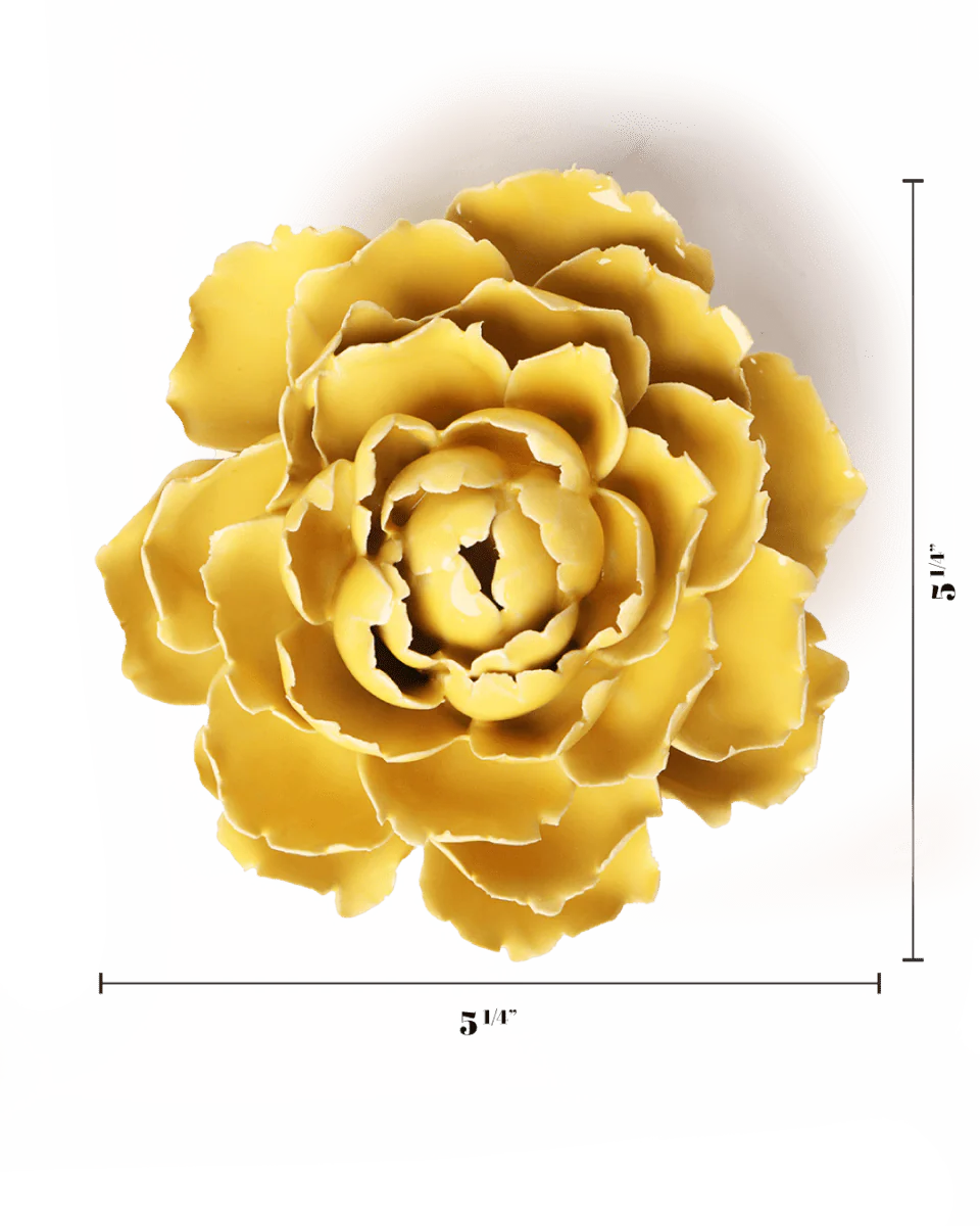 Buttercup Yellow Peony Ceramic Wall Flower