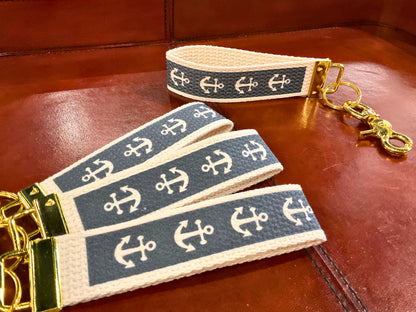 Navy Anchors Keychain