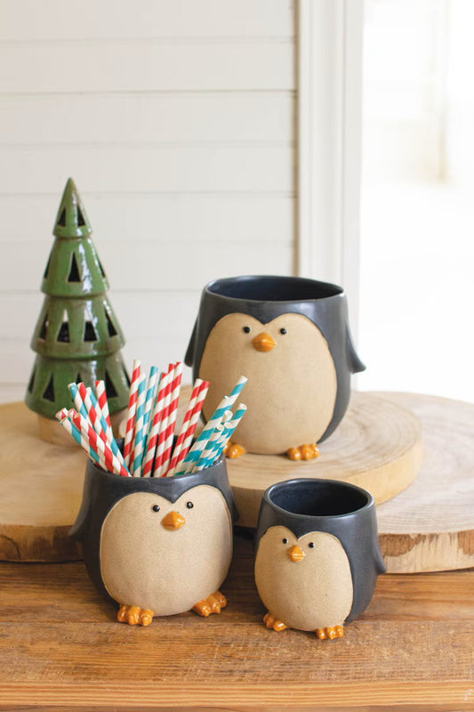 Ceramic Penguin Planters - Set of 3