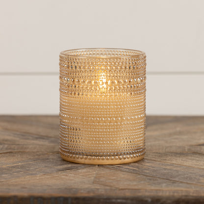 Hobnail Glass Candle w/ Timer