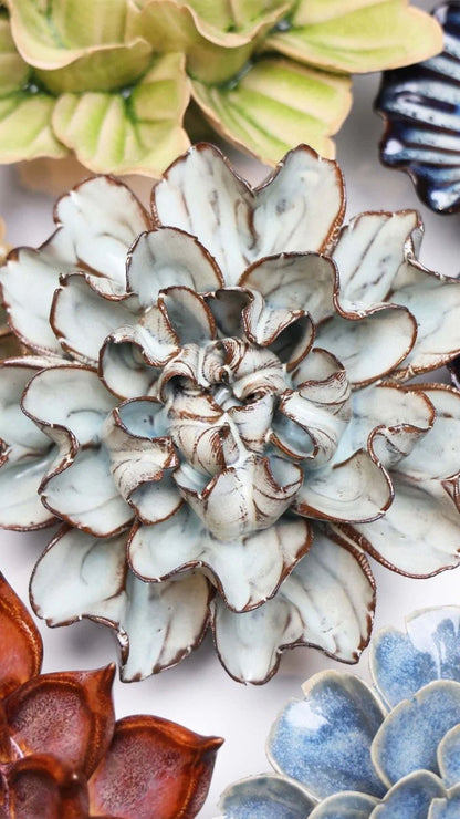 Chocolate Mint Lisianthus Ceramic Wall Flower