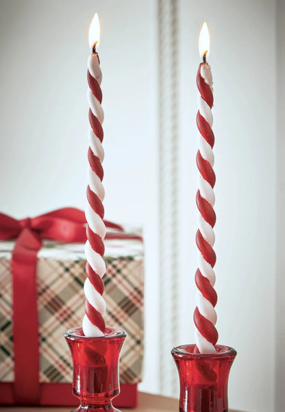 Christmas Twist Taper Candles - S/2