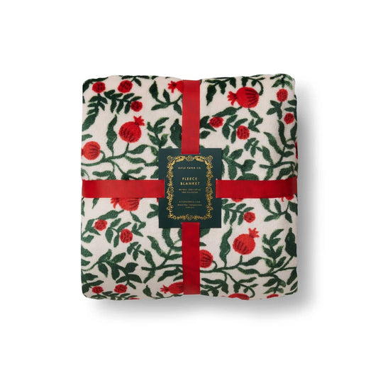 Christmastide Pomegranate Fleece Blanket