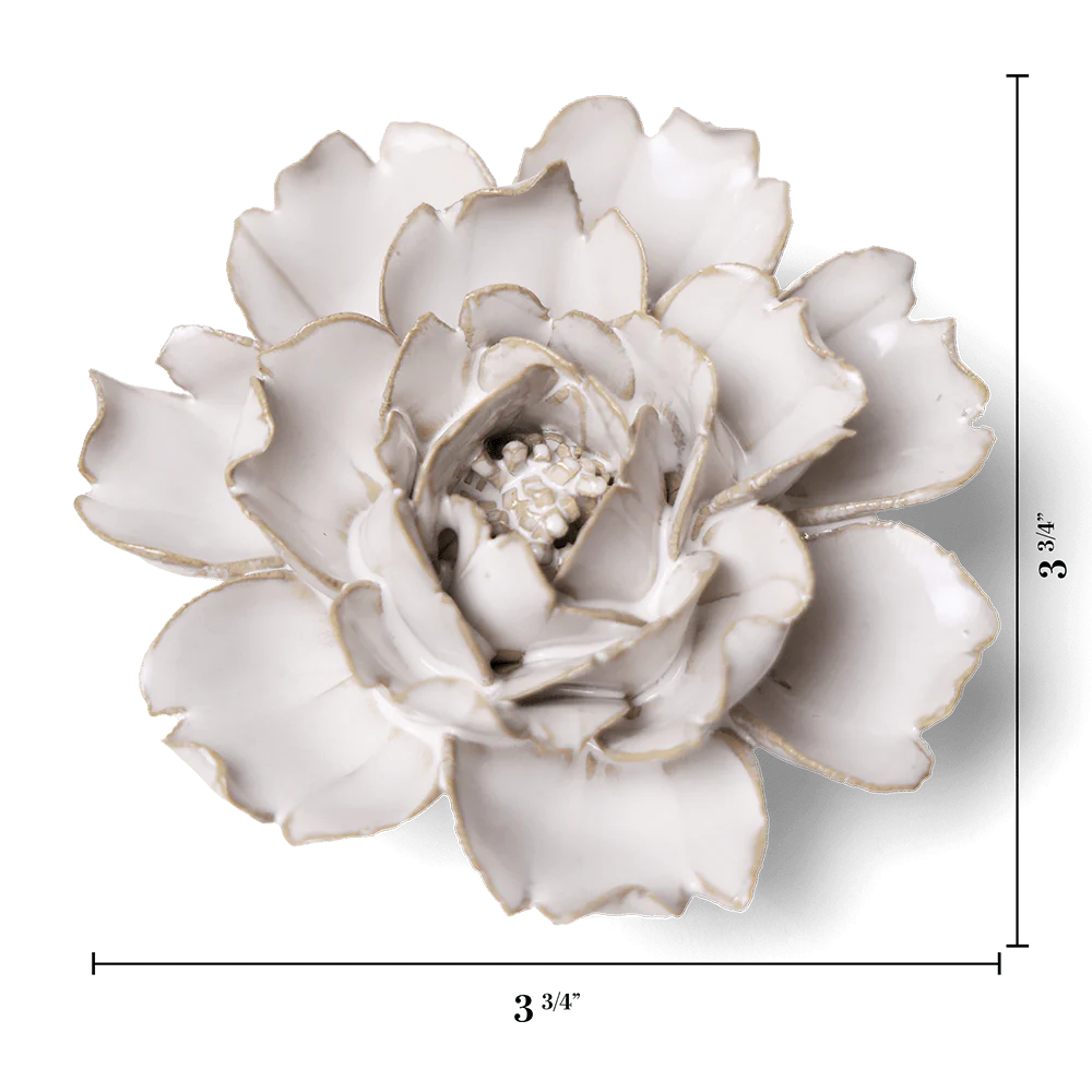 Coastal Ivory Rose Ceramic Wall Flower