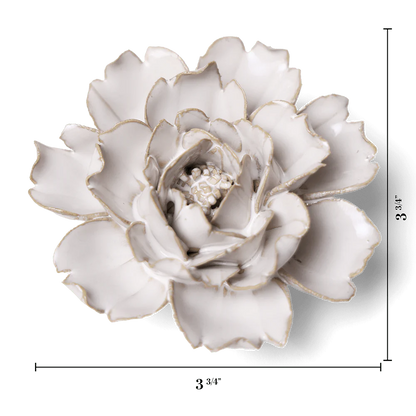 Coastal Ivory Rose Ceramic Wall Flower