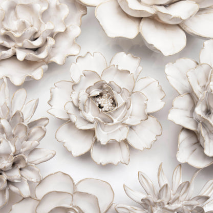 Coastal Ivory Rose Ceramic Wall Flower