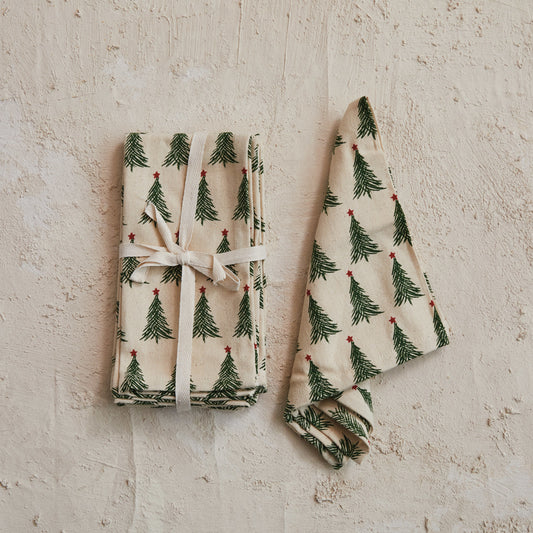 Napkins w/ Christmas Trees - S/4