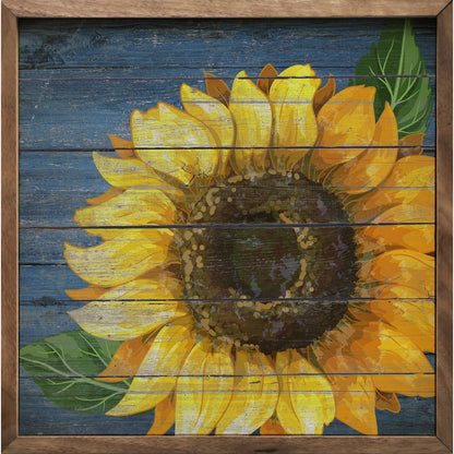 Denim Sunflower Wooden Art