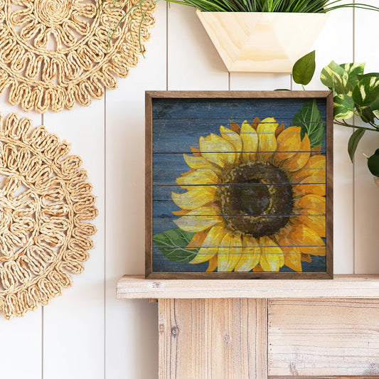 Denim Sunflower Wooden Art