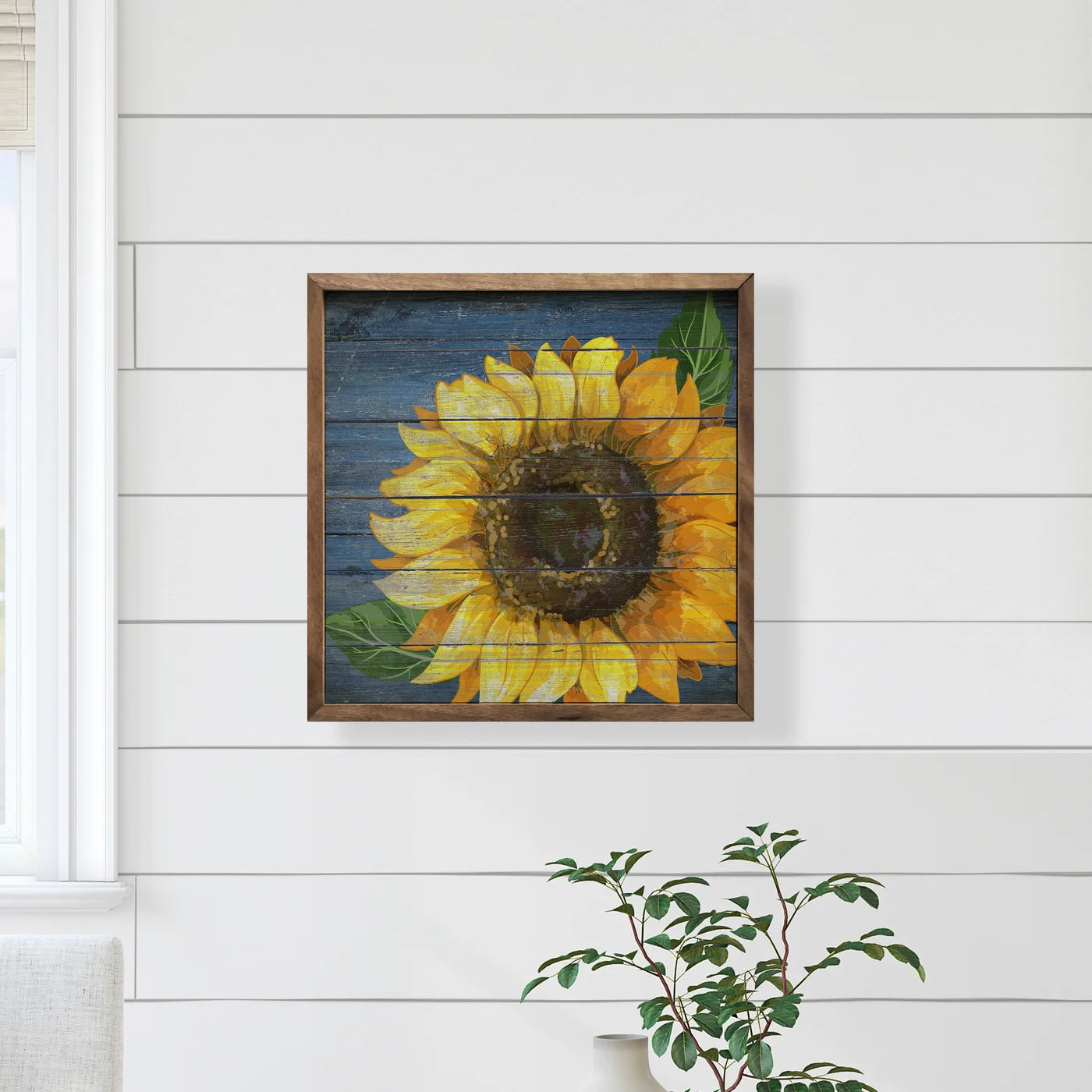 Denim Sunflower Wooden Art