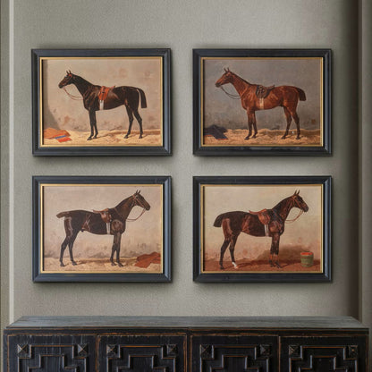 English Riding Horses Framed Prints - Set of 4