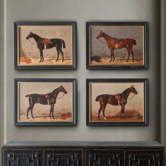 English Riding Horses Framed Prints - Set of 4