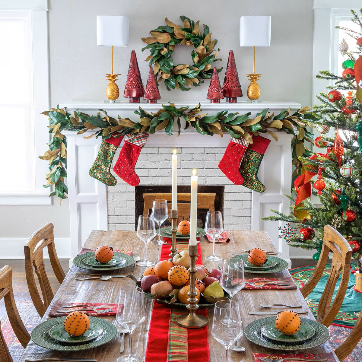 Estate Magnolia Garland on Mantel