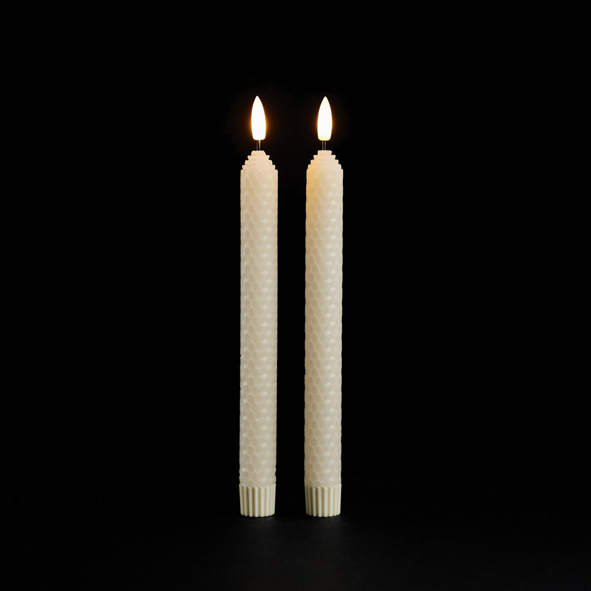 Honeycomb Flameless Taper Candles - S/2