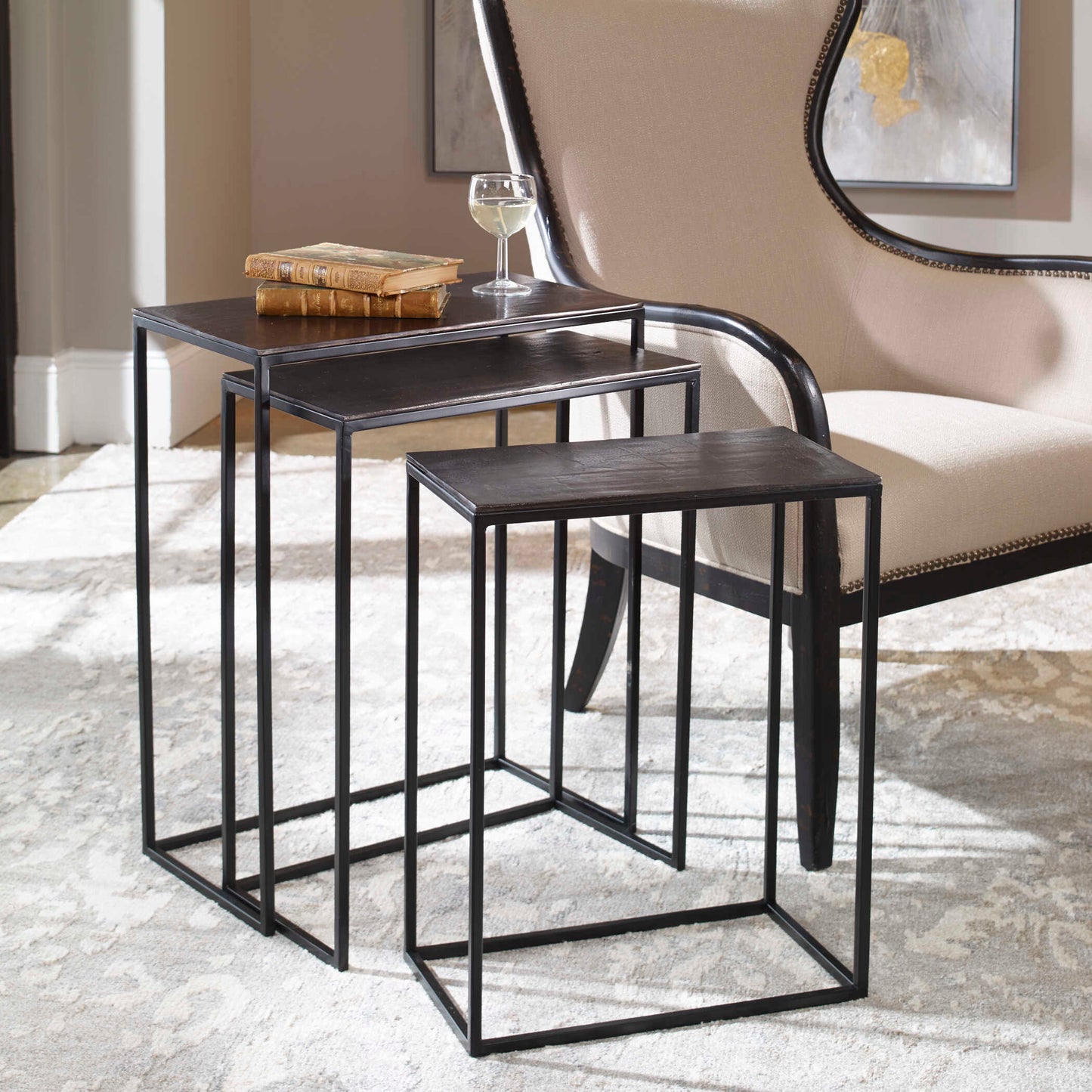 Coreene Iron Nesting Tables Set/3