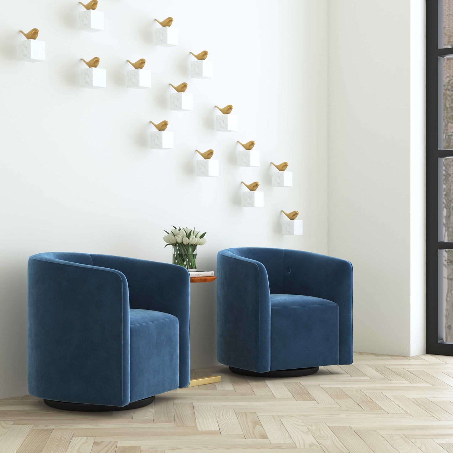 Mallorie Blue Swivel Chair