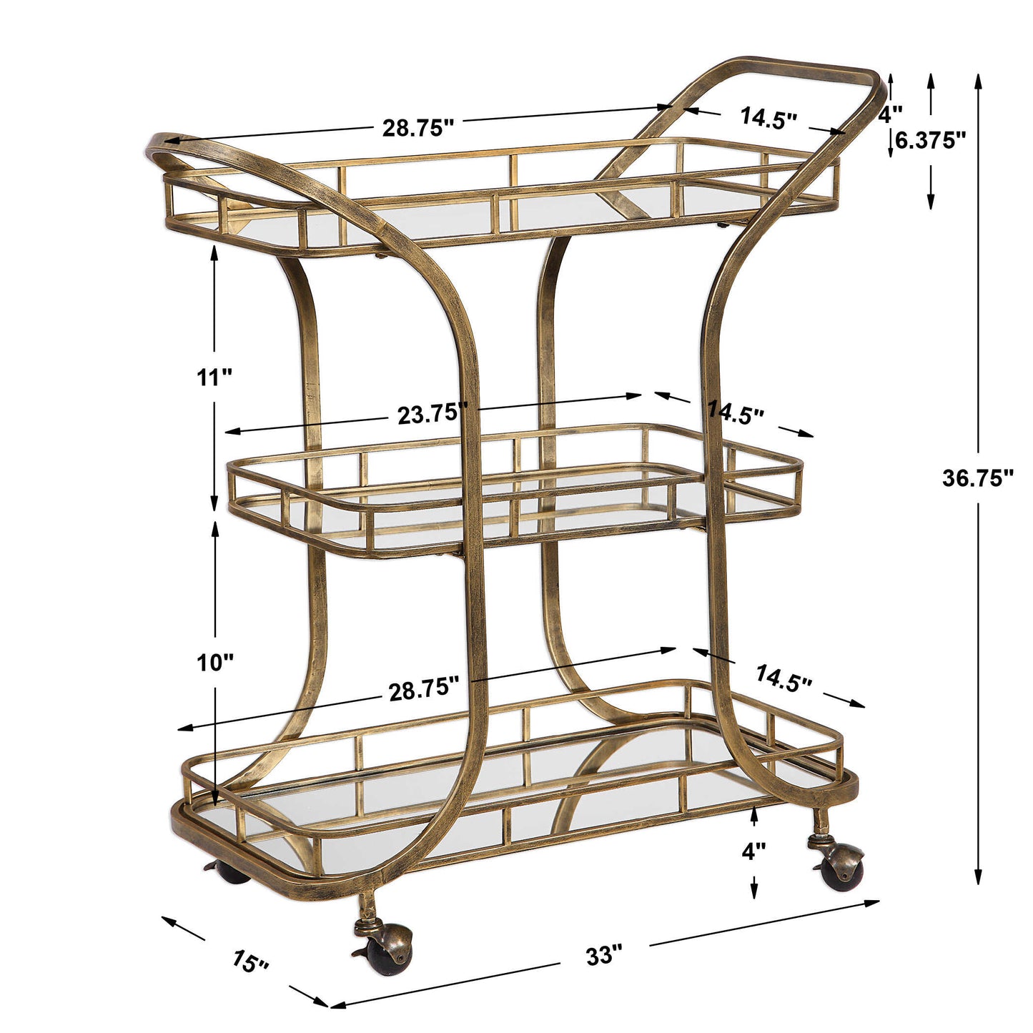Stassi Gold Serving Cart
