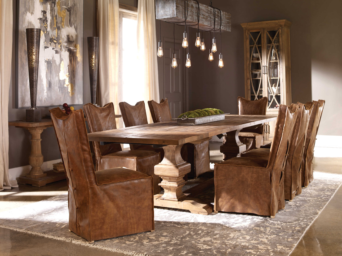 Delroy Armless Chairs Cognac Set Of 2