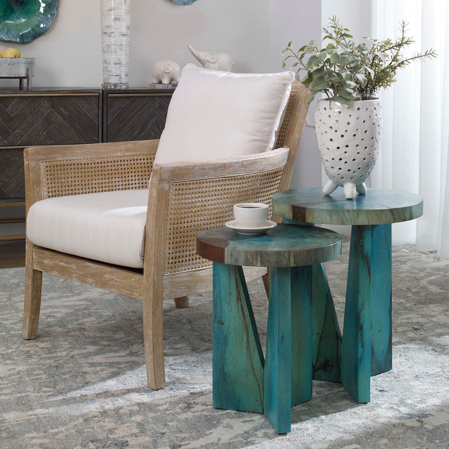 Nadette Blue Nesting Tables Set/2
