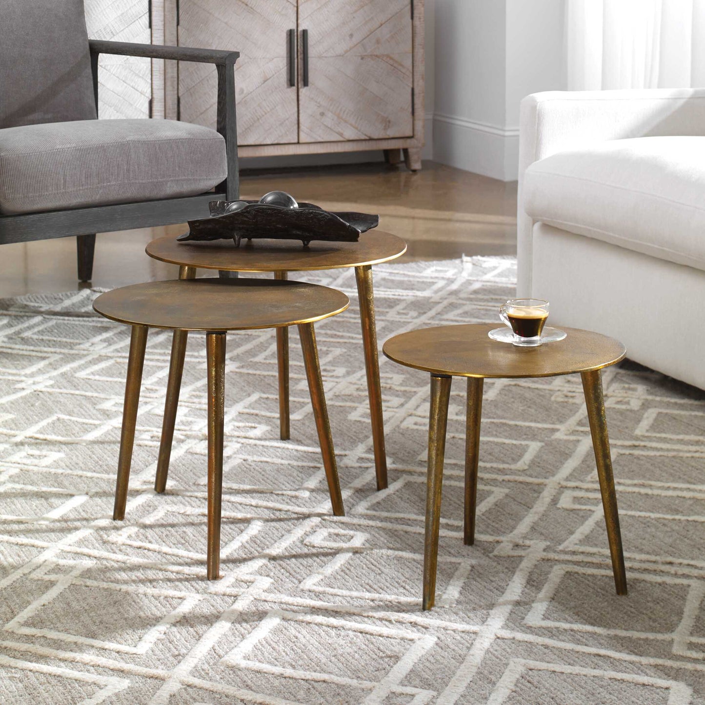 Kasai Gold Coffee Tables Set/3