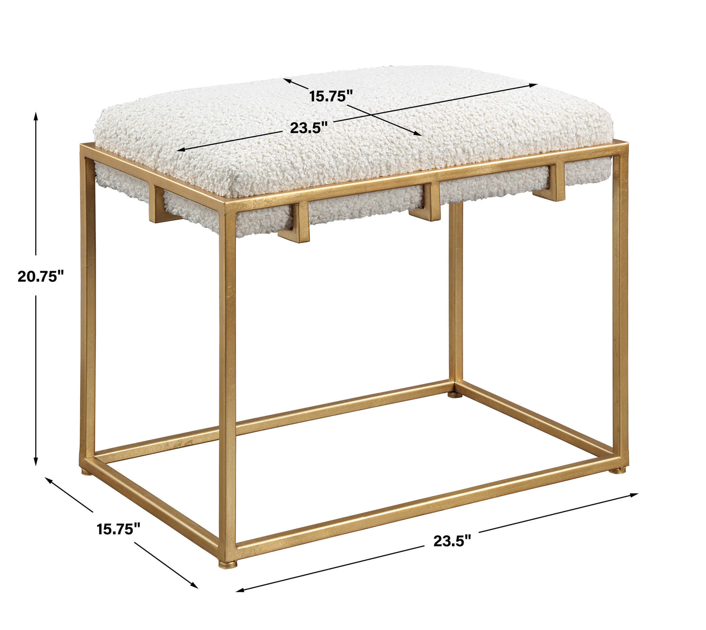Paradox Small Gold & White Shearling Bench