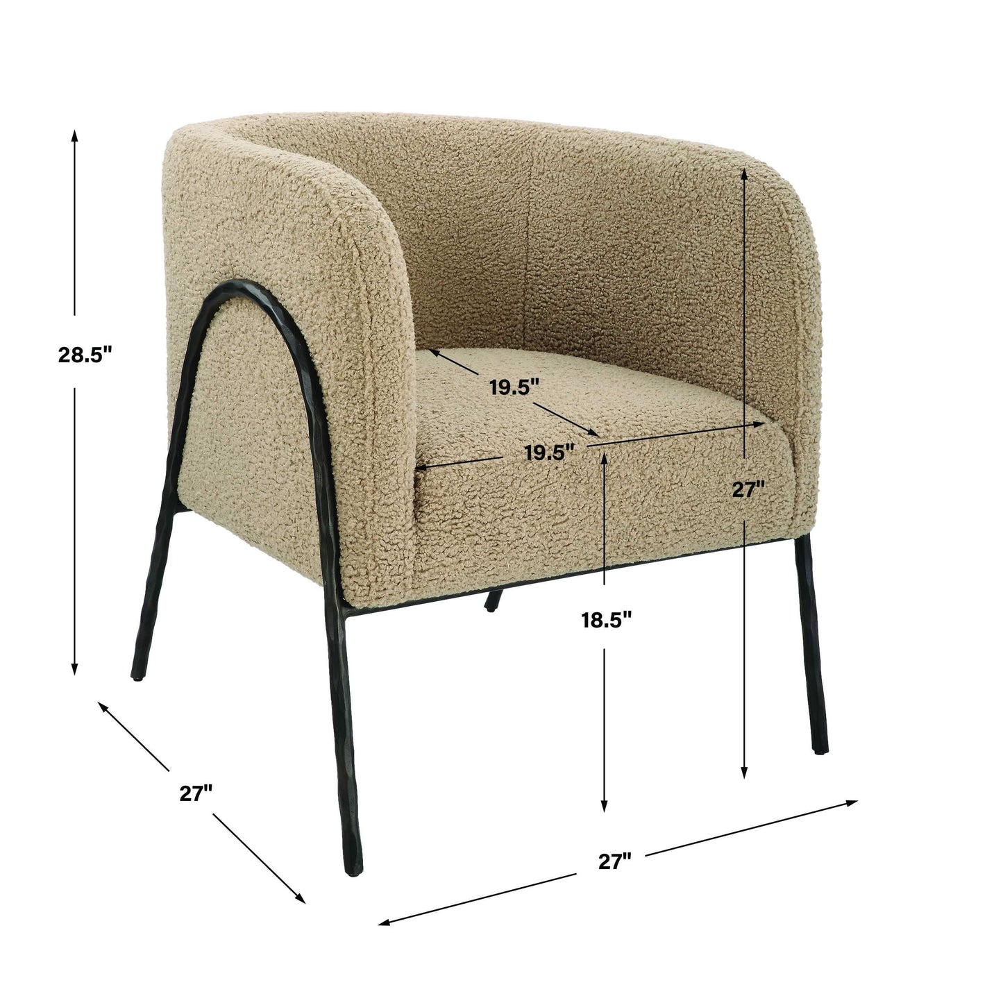 Jacobsen Tan Shearling Barrel Chair
