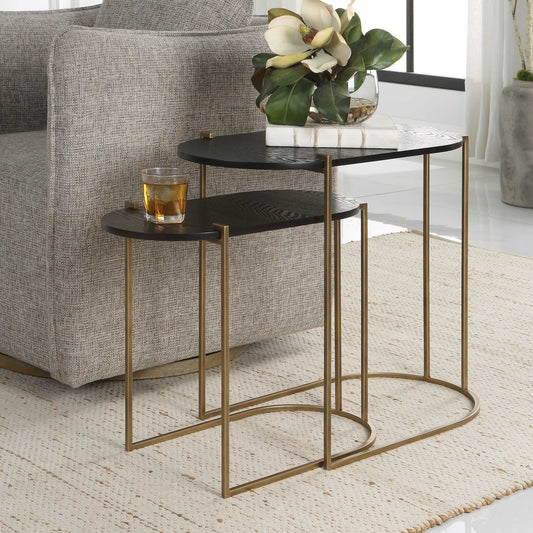 Aztec Wood Nesting Tables Set/2