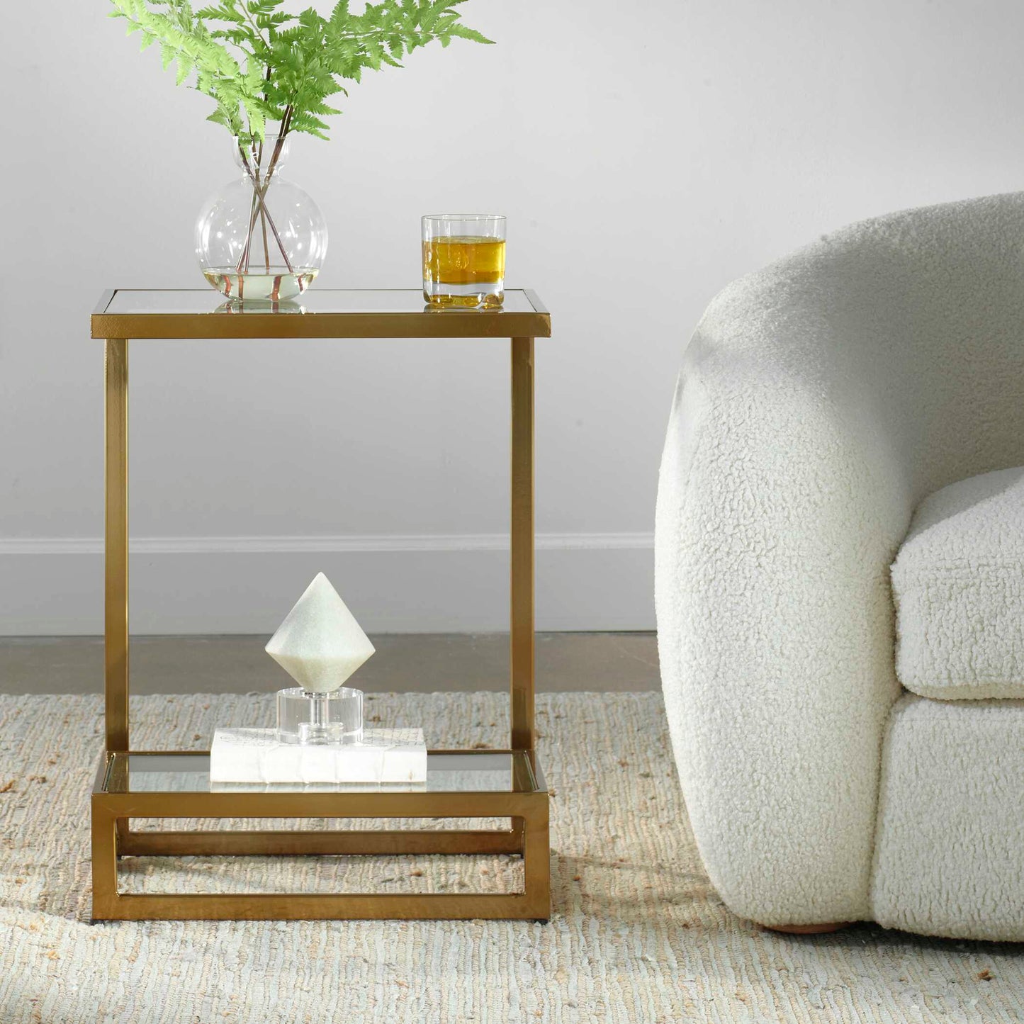 Musing Brushed Brass Accent Table
