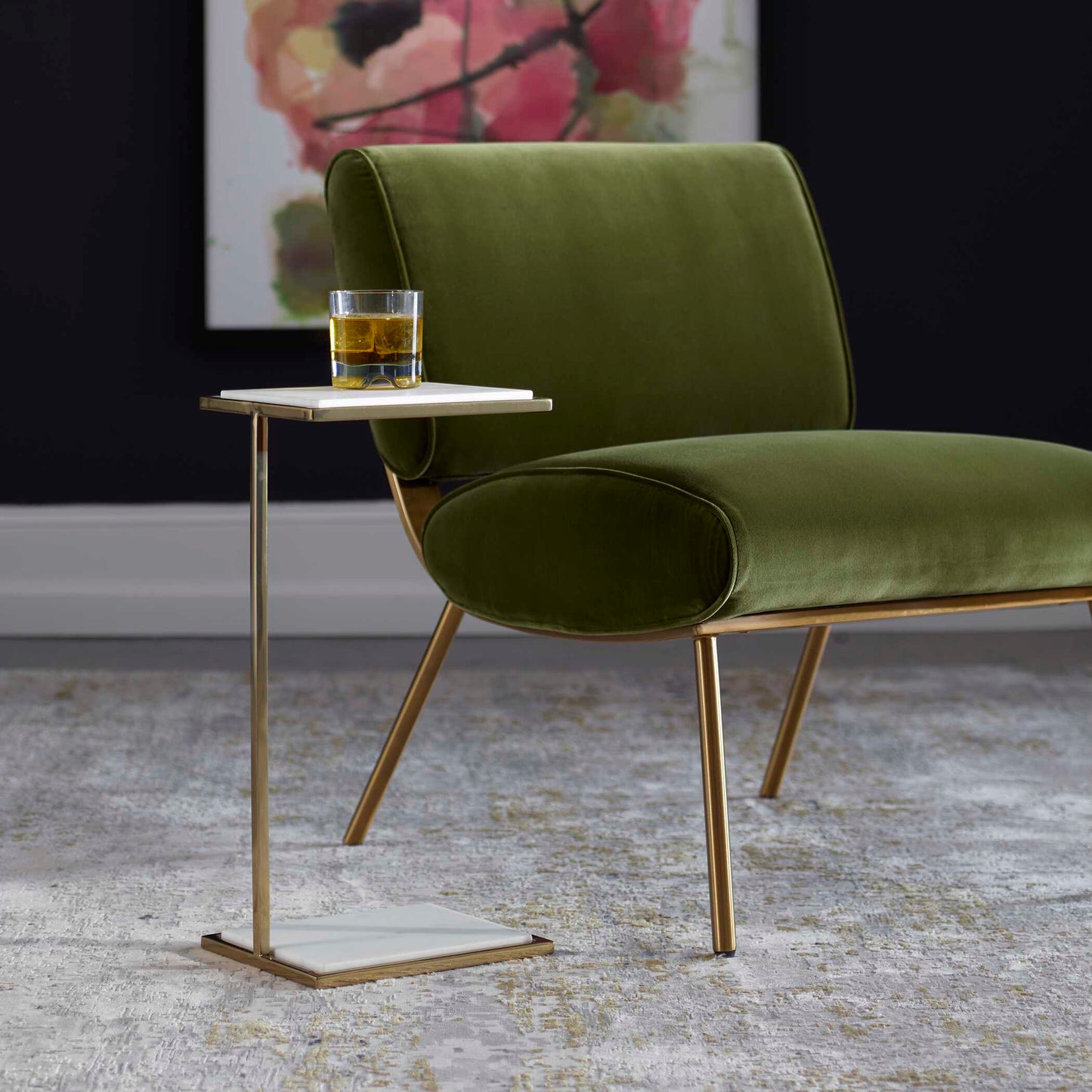 Elevate White Marble Drink Table