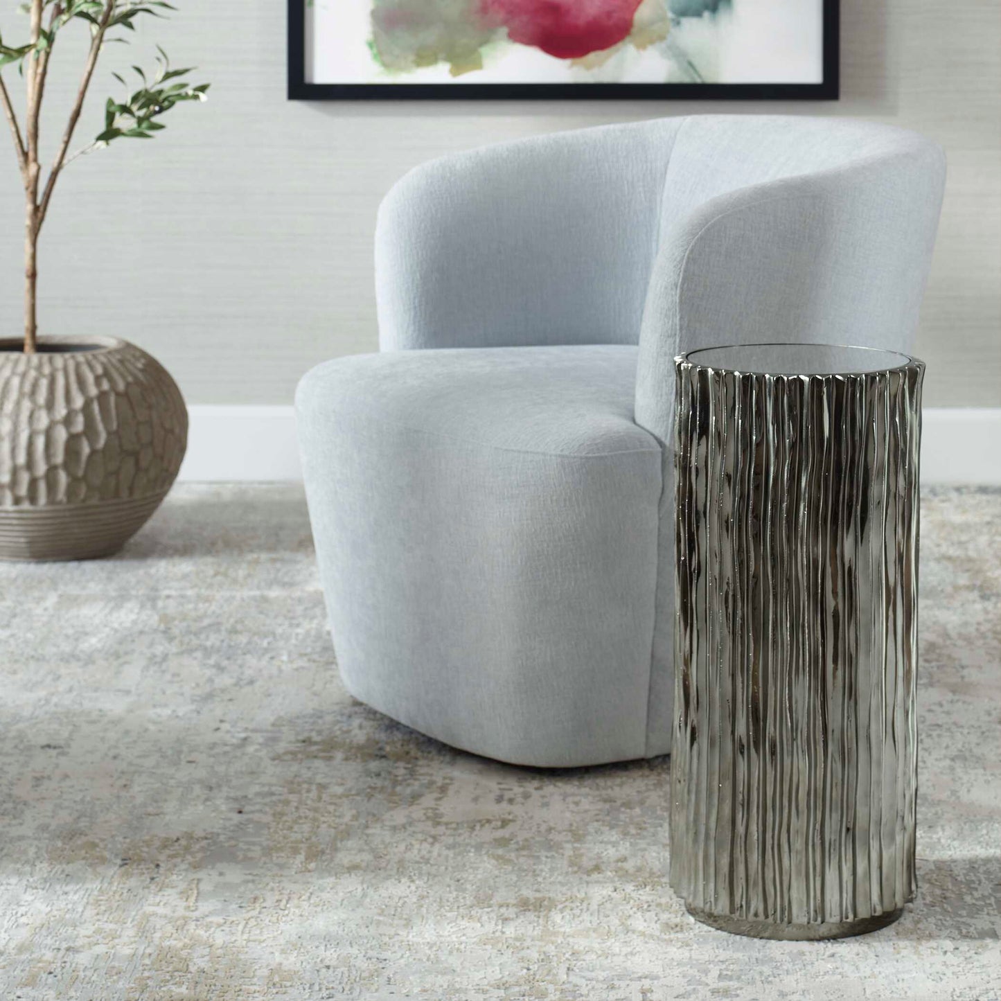 Echo Modern Nickel Drink Table