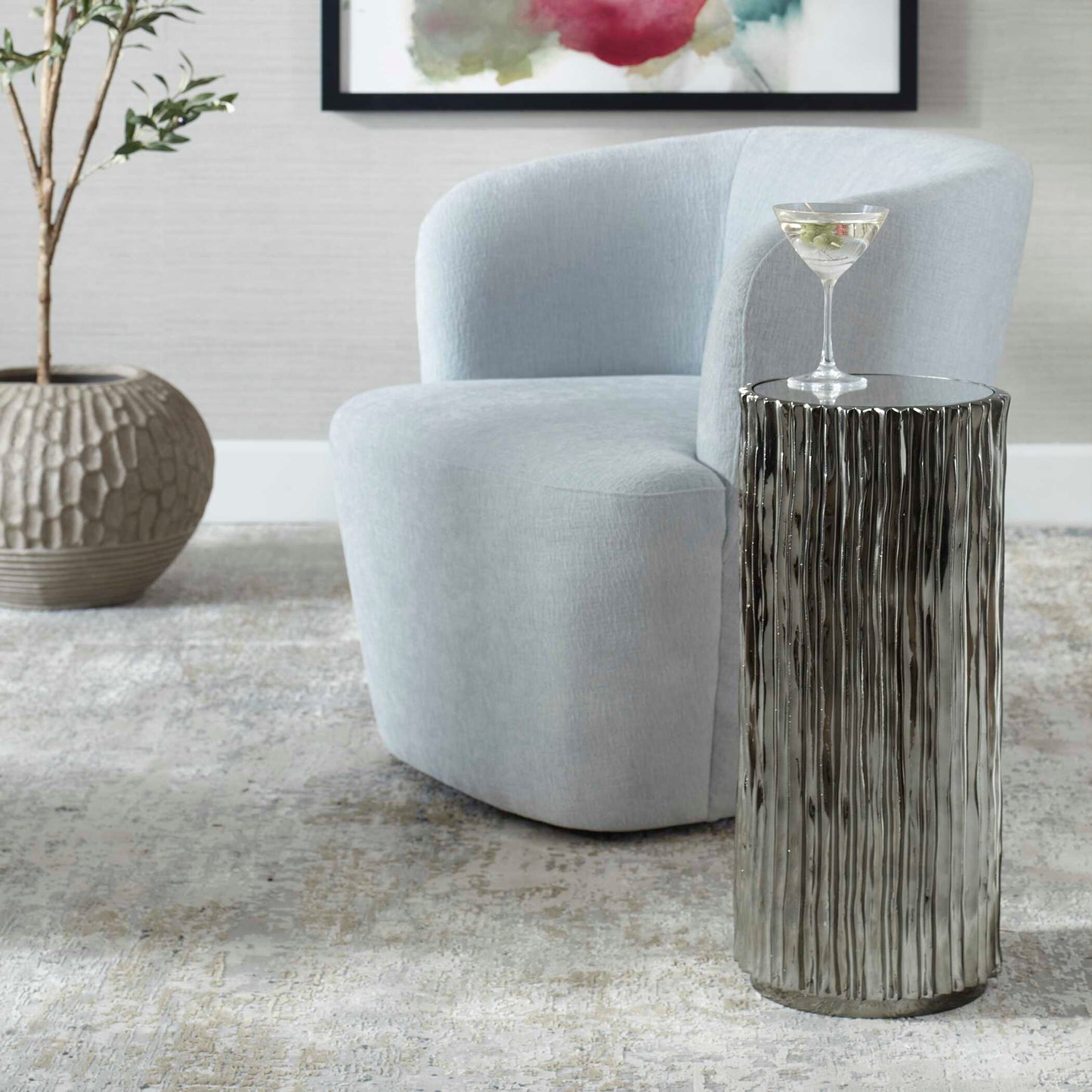 Echo Modern Nickel Drink Table