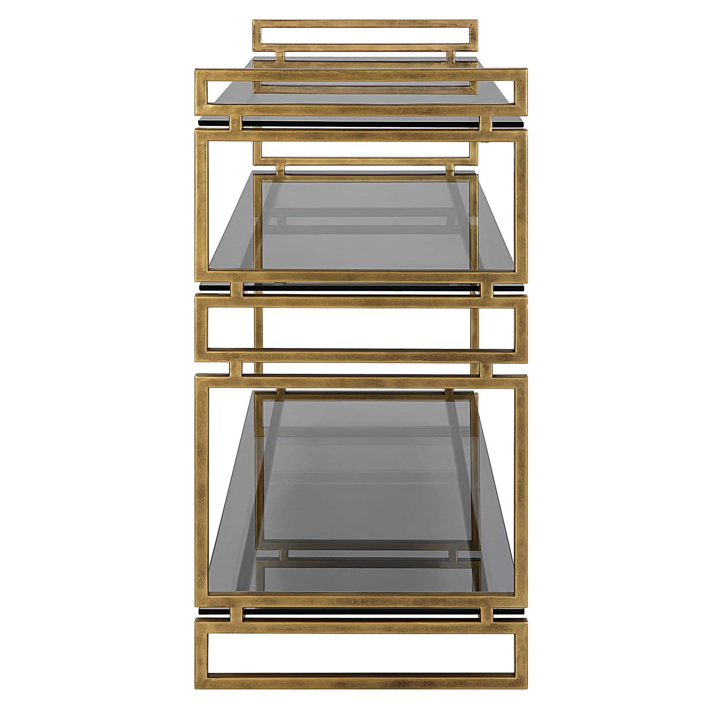 Stacked Up Gray Glass Console Table