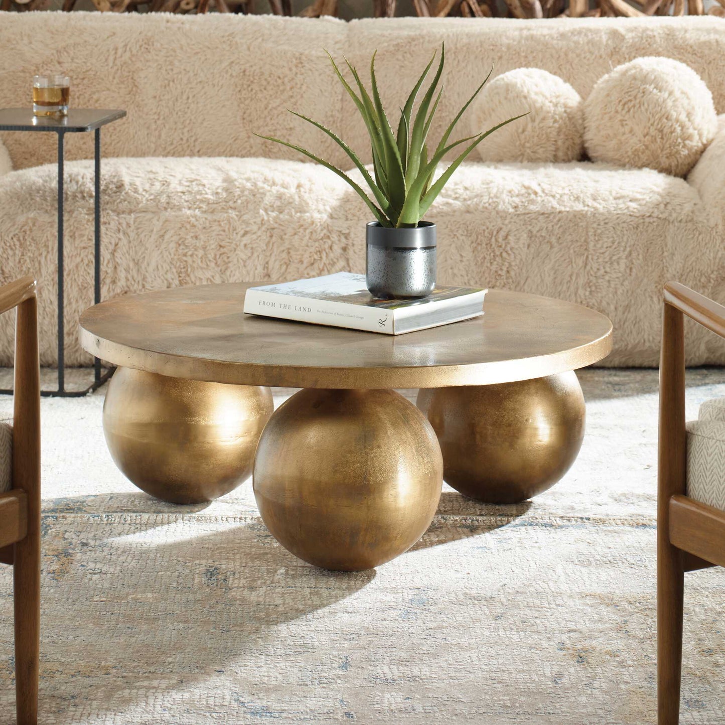 Triplet Antique Brass Coffee Table