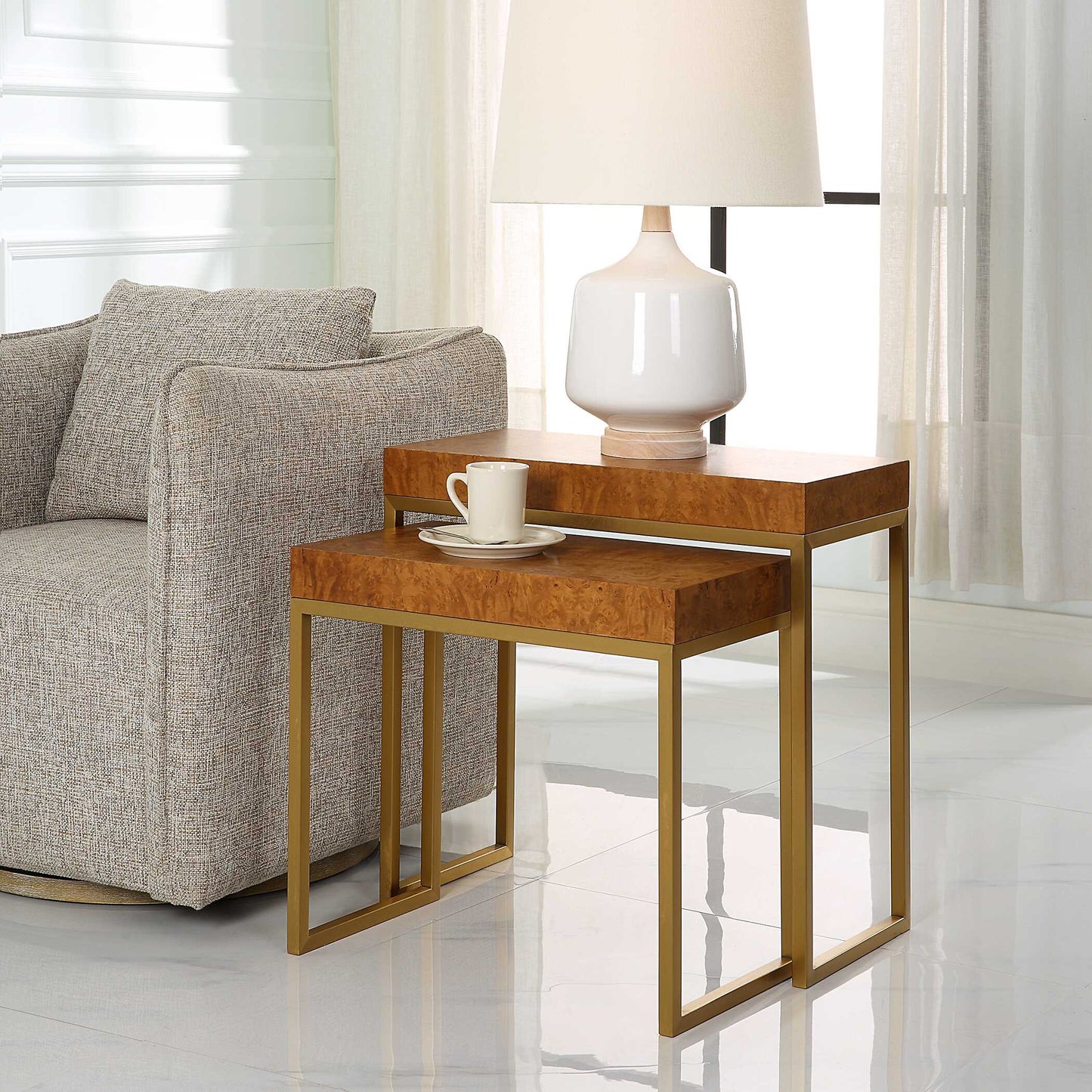Burl-esque Wooden Nesting Tables Set/2