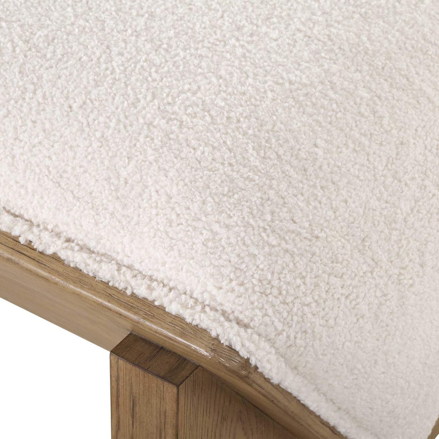 Wedged Ivory Fabric Bench